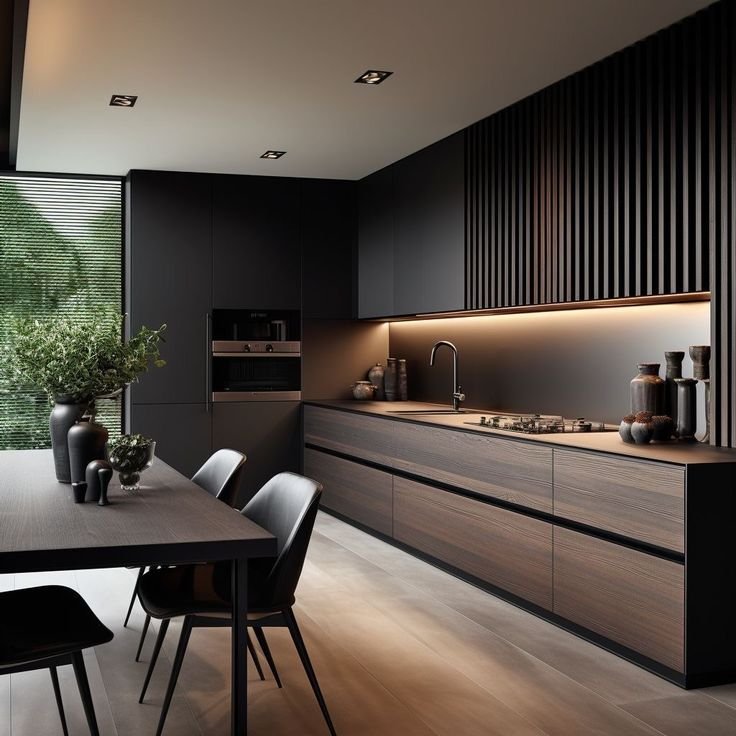 Gloss white U-shaped kitchen with full-height marble splashback
