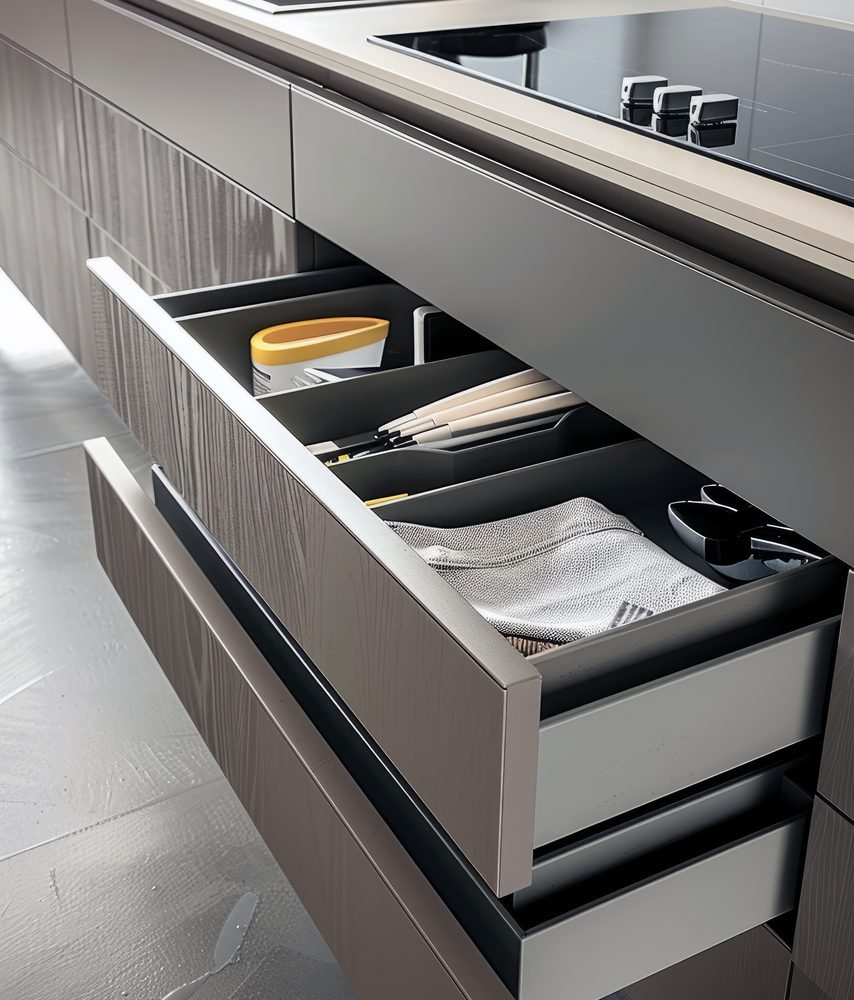 Precision-engineered drawer runners and internal organisers